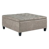 Simpli Home - Harrison 36 inch Wide Transitional Square Coffee Table Storage Ottoman in Distresse... - Left View