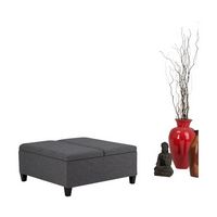 Simpli Home - Ellis Contemporary Wood/Engineered Wood Ottoman - Slate Gray - Left View