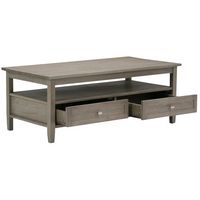 Simpli Home - Warm Shaker Rectangular Rustic Wood 2-Drawer Coffee Table - Distressed Gray - Left View