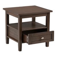 Simpli Home - Warm Shaker SOLID WOOD 20 inch Wide Rectangle Transitional End Side Table in - Farm... - Left View