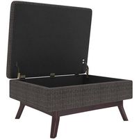 Simpli Home - Owen Square Mid-Century Modern Woven Fabric/Faux Air Leather Ottoman With Inner Sto... - Left View
