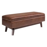 Simpli Home - Owen Rectangular Mid-Century Modern High-Density Foam/Faux Air Leather Ottoman With... - Left View