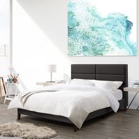 CorLiving - Bellevue Wide Panel Upholstered Bed, Full - Dark Gray - Left View