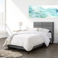 CorLiving - Bellevue Wide Panel Upholstered Bed, Twin - Light Gray - Left View