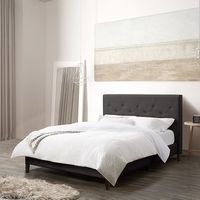 CorLiving - Nova Ridge Tufted Upholstered Bed, Full - Dark Gray - Left View
