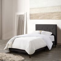 CorLiving - Nova Ridge Tufted Upholstered Bed, Twin - Dark Gray - Left View