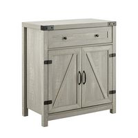 Walker Edison - Farmhouse Barn Door Accent Cabinet - Stone Grey - Left View