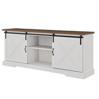 Walker Edison - Rustic Farmhouse Sliding Door TV Stand for Most Flat-Panel TV's up to 78