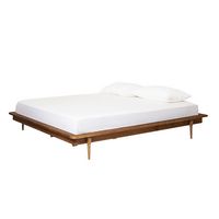 Walker Edison - King Mid Century Solid Wood Platform Bed - Caramel - Left View