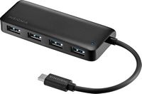Insignia™ - 4-Port USB Hub with USB-C Connection - Black - Left View