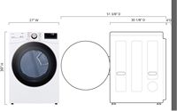 LG - 7.4 Cu. Ft. Stackable Smart Gas Dryer with Steam and Built-In Intelligence - White - Left View