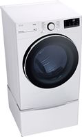 LG - 7.4 Cu. Ft. Stackable Smart Electric Dryer with Built-In Intelligence - White - Left View