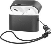 SaharaCase - Retro Leather Case for Apple AirPods Pro (1st Generation) - Black - Left View