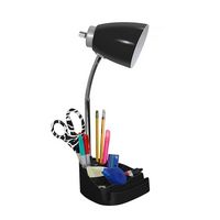 Limelights - Gooseneck Organizer Desk Lamp with iPad Tablet Stand Book Holder and USB port - Black - Left View