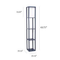 Simple Designs - Floor Lamp Etagere Organizer Storage Shelf with Linen Shade - Navy - Left View