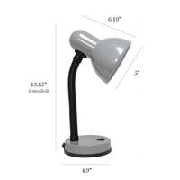 Simple Designs - Basic Metal Desk Lamp with Flexible Hose Neck - Silver - Left View