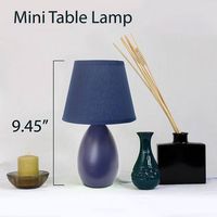 Simple Designs - Mini Egg Oval Ceramic Table Lamp 2 Pack Set - Black - Left View