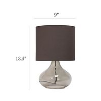 Simple Designs - Glass Raindrop Table Lamp with Fabric Shade - Smoke Gray/Gray - Left View