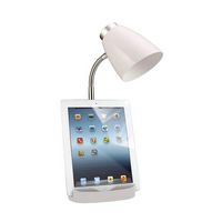 Limelights - Gooseneck Organizer Desk Lamp with iPad Tablet Stand Book Holder - White - Left View