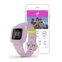 Garmin - vivofit jr. 3 Kids Fitness Activity Tracker - Lilac Floral - (2020) - Left View