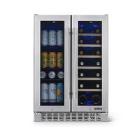 NewAir - 18-Bottle or 58-Can French Door Dual Zone Wine Refrigerator with SplitShelf and Beech Wo... - Left View