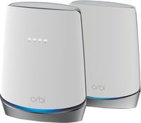 NETGEAR - Orbi AX4200 Tri-Band Mesh WiFi 6 System with 32x8 DOCSIS 3.1 Cable Modem (2-Pack) - White - Left View