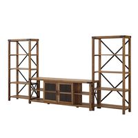 Walker Edison - Modern Farmhouse Wall TV Stand for  TV's up to 80” - Rustic Oak - Left View