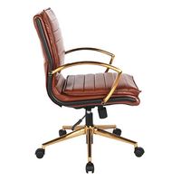 OSP Home Furnishings - Mid-Back Faux Leather Chair with Gold Finish in Faux Leather - Saddle - Left View
