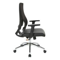 Office Star Products - Frame Chair with Chrome Base with Black Bonded Leather Seat - Black - Left View