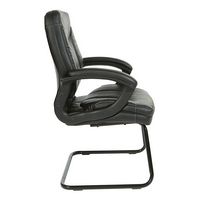 Office Star Products - Executive Faux Leather Visitor Chair with Contrast Stitching - Black - Left View