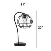 Lalia Home - Arched Metal Cage Table Lamp - Black - Left View