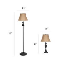 Elegant Designs - Traditionally Crafted 3 Pack Lamp Set (2 Table Lamps, 1 Floor Lamp) with Tan Sh... - Left View