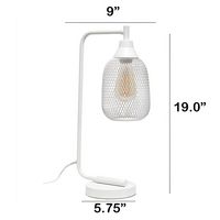 Lalia Home - Industrial Mesh Desk Lamp - White - Left View