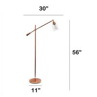 Lalia Home - Swing Arm Floor Lamp with Clear Glass Cylindrical Shade - Rose Gold - Left View