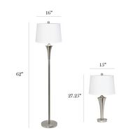 Elegant Designs - Tapered 3 Pack Lamp Set (2 Table Lamps, 1 Floor Lamp) with White Shades - Brush... - Left View