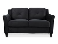 Lifestyle Solutions - Hartford Loveseat Upholstered Microfiber Curved Arms - Black - Left View