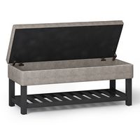 Simpli Home - Cosmopolitan 44 inch Wide Traditional Rectangle Storage Ottoman Bench with Open Bot... - Left View