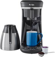 Mr. Coffee - Space-Saving Combo 10-Cup Coffee Maker and Pod Single Serve Brewer - Stainless-Steel... - Left View