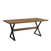 Walker Edison - 72” Modern Farmhouse Solid Wood Dining Table - Rustic Oak - Left View