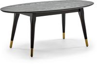 Elle Decor - Clemintine Mid-Century Oval Coffee Table with Brass Accents - Black - Left View