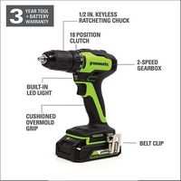 Greenworks - 24-Volt Cordless Brushless 1/2 in. Drill/Driver (2 x 1.5Ah USB Batteries, Charger an... - Left View