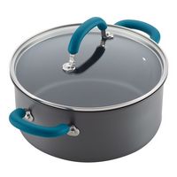 Rachael Ray - Create Delicious 11-Piece Cookware Set - Gray with Teal Handles - Left View