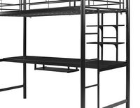 Walker Edison - Premium Metal Full Size Loft Bed with Wood Workstation - Black - Left View