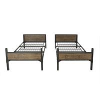 Walker Edison - Rustic Industrial Twin over Twin Wood Bunk Bed - Black - Left View