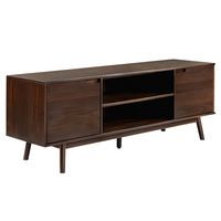 Walker Edison - Modern 2 Door Solid Wood TV Stand for TVs up to 80” - Walnut - Left View