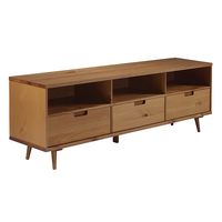 Walker Edison - Mid Century Modern 3 Drawer Solid Wood Console for TVs up to 80