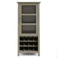 Simpli Home - Avalon High Storage Wine Rack Cabinet - Distressed Grey - Left View