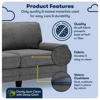 Serta - Copenhagen 3-Seat Fabric Sofa - Gray - Left View