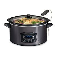 Hamilton Beach - Programmable Defrost 6-Quart Slow Cooker with Temperature Probe - Stainless Steel - Left View