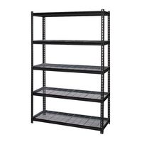 Iron Horse - 2300 Riveted Wire Deck Shelving, 5-Shelf, 18Dx48Wx72H - Black - Left View